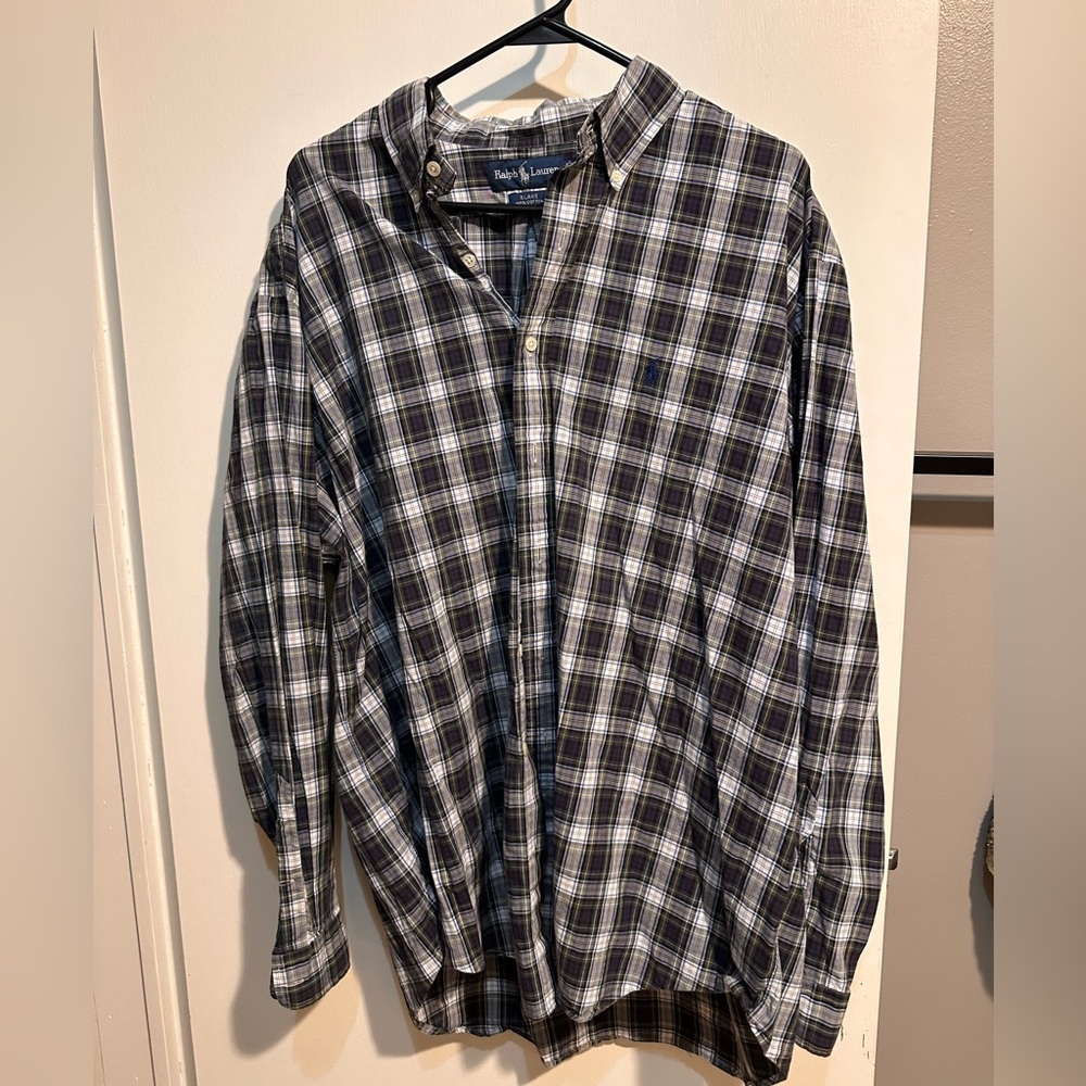 Ralph Lauren plaid multi color button up men’s XL 100% cotton
